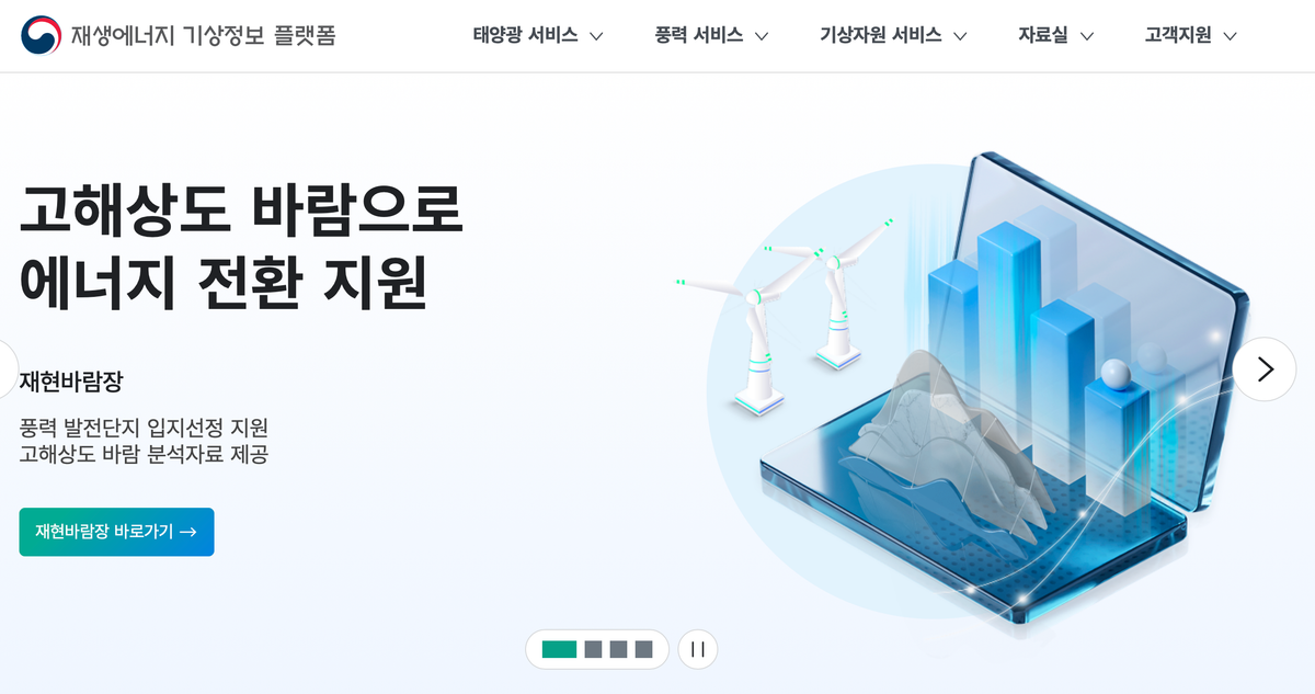 인공지능(AI)을 활용한 바람, 일사량 자료를 ‘재생에너지 기상정보 플랫폼’에서 공개